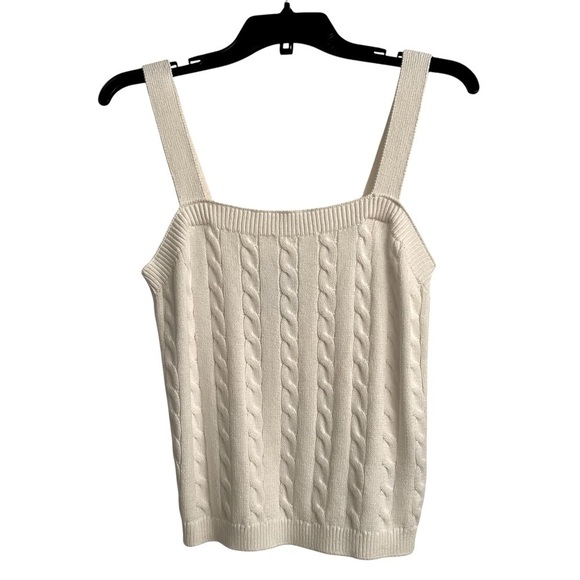 Joie Cable Knit Sweater Ivory White Tank Top Women’s Size Medium - Picture 2 of 5